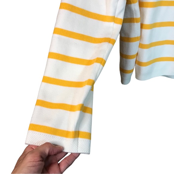 Latahuo women’s crewneck button front cardigan sweater XXL striped yellow white - Picture 4 of 10
